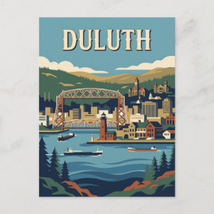 Duluth Minnesota Lake Superior Harbour Retro Poste Postcard