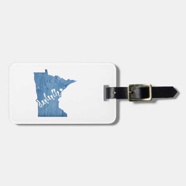 Duluth Minnesota Wood Grain Luggage Tag (Front Horizontal)
