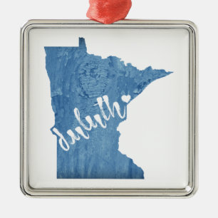 Duluth Minnesota Wood Grain Metal Tree Decoration