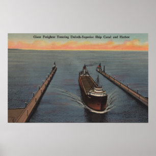 Duluth, MN - View of Freighter Entering Ship Poster