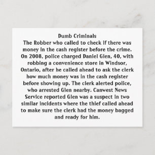 Dumb Criminals Postcard