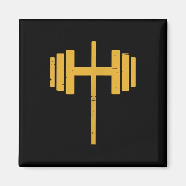 Dumbbell Cross Barbell Jesus Funny Christian Worko Magnet (Front)