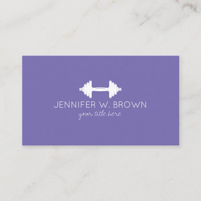 Dumbbell Fitness Personal Trainer Coach purple Business Card (Front)