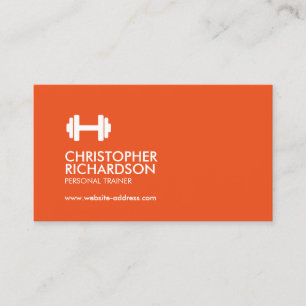 Dumbbell Logo Fitness Personal Trainer Orange/Grey Business Card