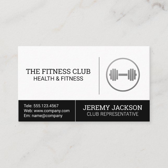 Dumbbell Logo Health and Fitness Business Card (Front)