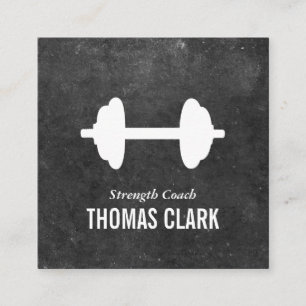 Dumbbell Personal Trainer (slate) Square Business Card