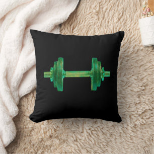 Dumbbell Retro Bodybuilder Gym Fitness Or Coach Cushion
