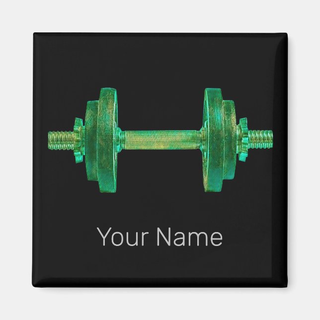 Dumbbell Retro Bodybuilder Gym Fitness Or Coach Magnet (Front)