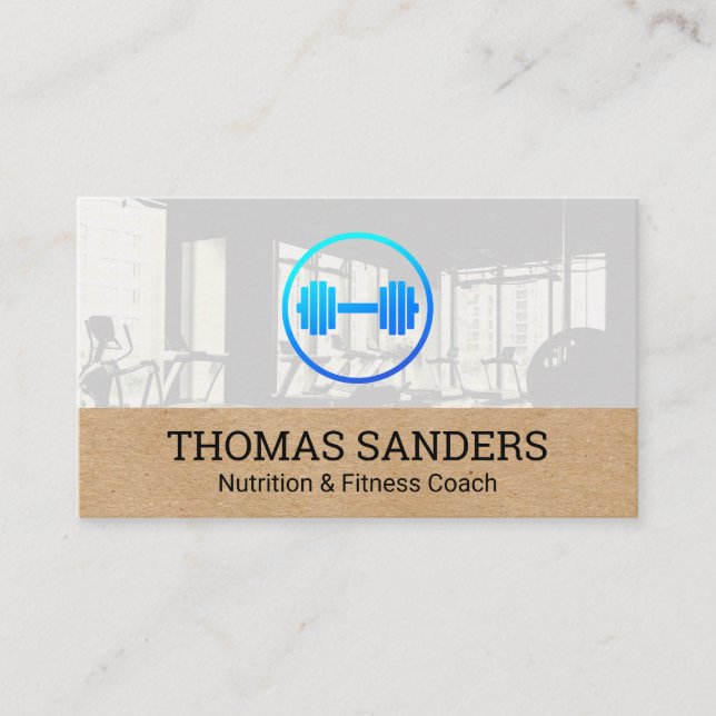 Dumbbell Weight Icon | Gym Business Card (Front)