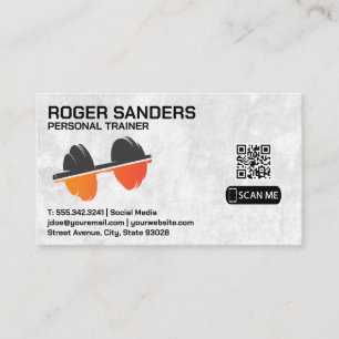 Dumbbell Weight Logo QR Business Card