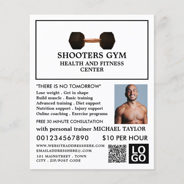 Dumbbell Weight, Personal trainer, Gym Advertising Flyer (Front)