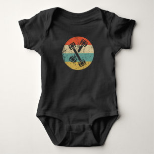 Dumbbell Weights Icon Retro Fitness Weightlifting Baby Bodysuit