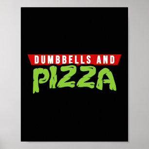 Dumbbells And Pizza Funny Cute Turtle Themed Gym A Poster