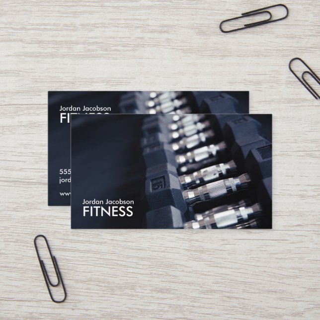 Dumbbells Fitness Business Cards (Front/Back In Situ)