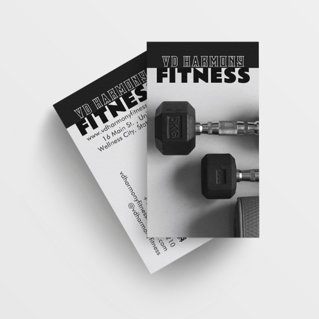 Dumbells Fitness Black White Business Card (Creator Uploaded)