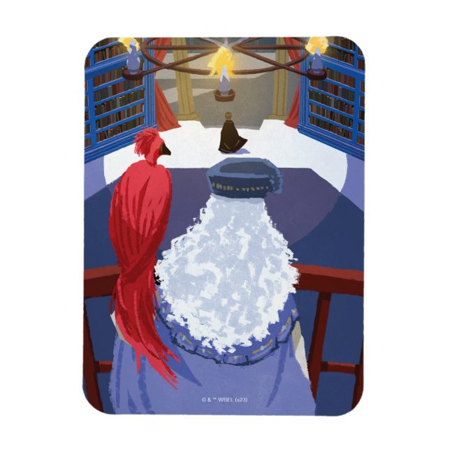 Dumbledore & Fawkes on Balcony Magnet (Vertical)