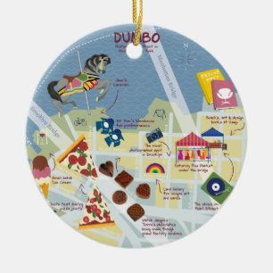 Dumbo Brooklyn New York Map Customisable Two-sided Ceramic Tree Decoration