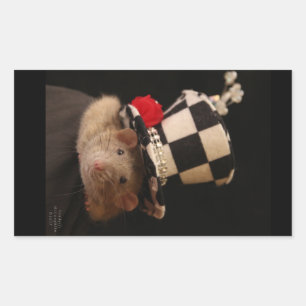 Dumbo Fancy Rat in a cute hat Rectangular Sticker