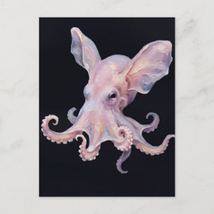 Dumbo Octopus — Deep Sea Impasto Oil Painting Art Postcard