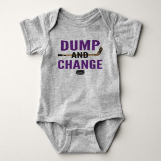 Dump and Change Hockey Baby Bodysuit Purple Sticks