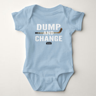 Dump and Change Hockey Baby Boy Blue jersey Bodysuit