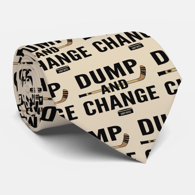 Dump and Change Hockey on beige Tie (Rolled)