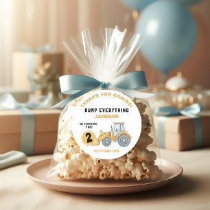 "DUMP EVERYTHING! Construction Birthday 2 Classic Round Sticker