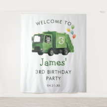 Dump Everything Garbage Truck Birthday Backdrop