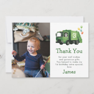 Dump Everything Garbage Truck Kids Birthday  Thank You Card