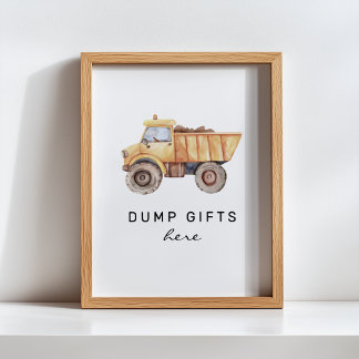 Dump Gifts Here Minimal Construction Birthday Sign