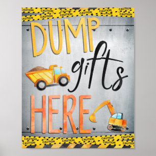 Dump Gifts Here Sign Construction Party Decor