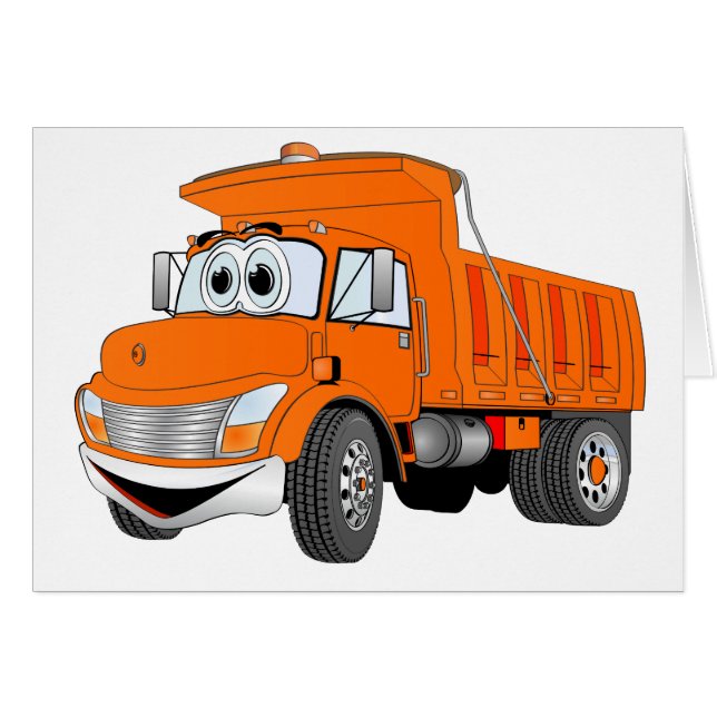 Dump Truck 2 Axle Orange Cartoon (Front Horizontal)