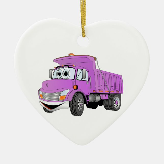 Dump Truck 2 Axle Purple Cartoon Ceramic Tree Decoration (Front)
