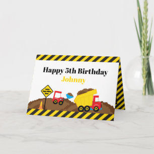Dump Truck and Digger Birthday  Card