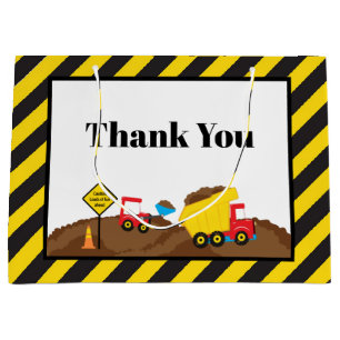 Dump Truck and Digger Birthday Thank You Large Gift Bag