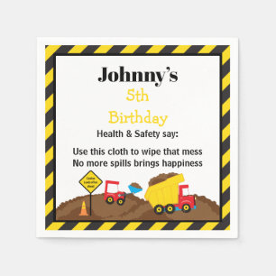 Dump Truck and Digger Napkin