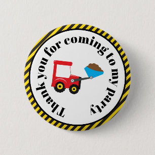 Dump Truck and Digger 'Thank you for coming' 6 Cm Round Badge