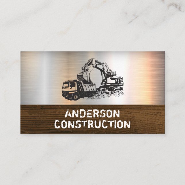 Dump Truck and Excavator  Business Card (Front)