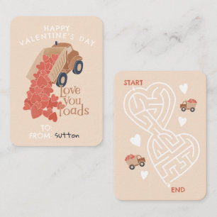 Dump truck and loads of hearts classroom Valentine Card