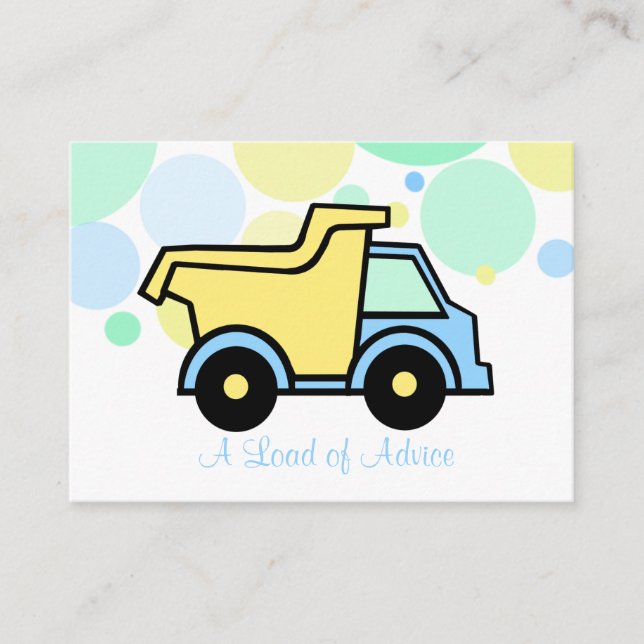 Dump Truck Baby Shower Advice Cards (Front)