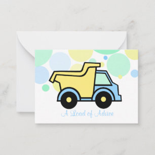 Dump Truck Baby Shower Advice Cards