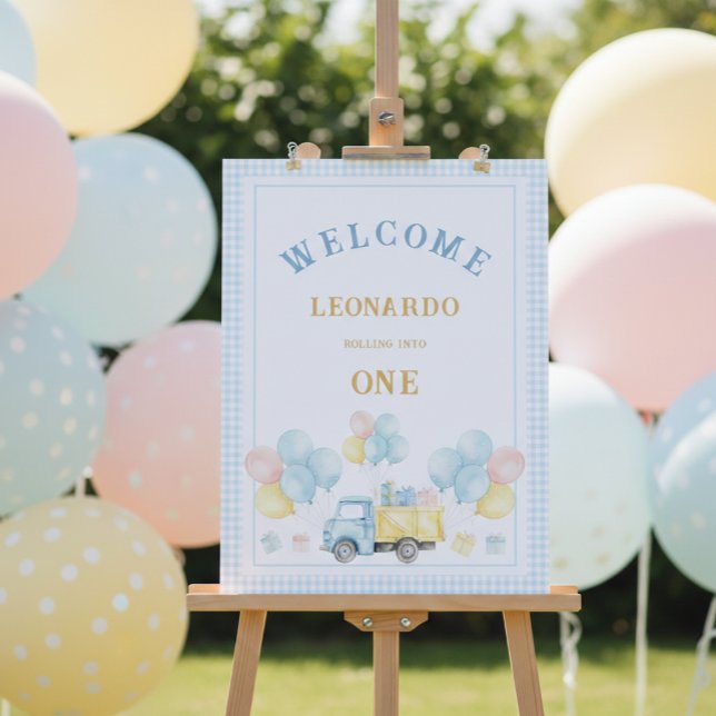 Dump Truck Boy First Birthday Party Welcome Poster (Creator Uploaded)