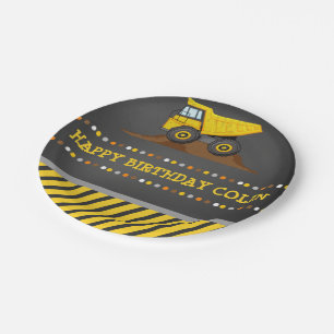 Dump Truck Boys Birthday Party Personalised Paper Plate
