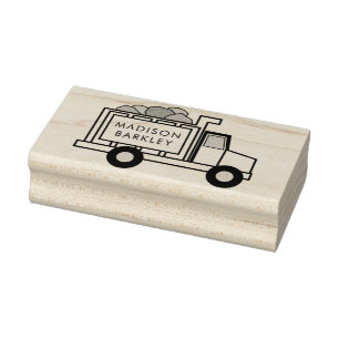Dump Truck Boy's Cute Kid's Name Rubber Stamp