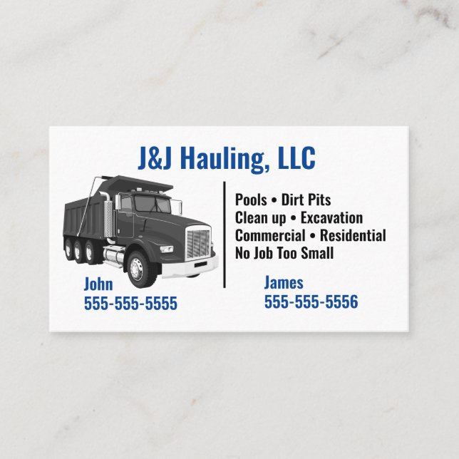 Dump Truck Business Card (Front)