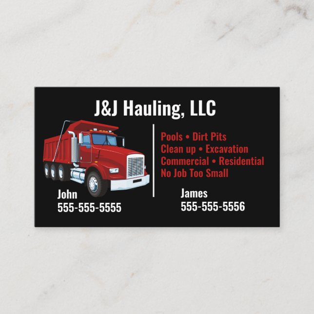 Dump Truck Business Card  (Front)