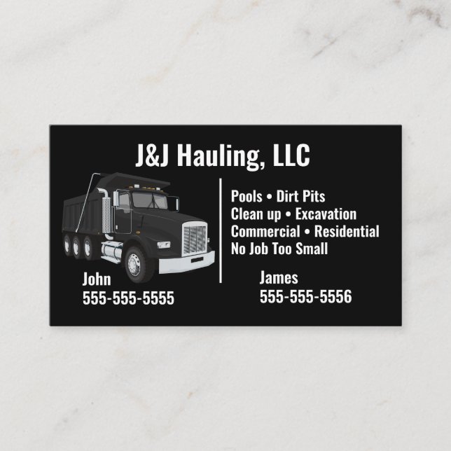 Dump Truck Business Card  (Front)