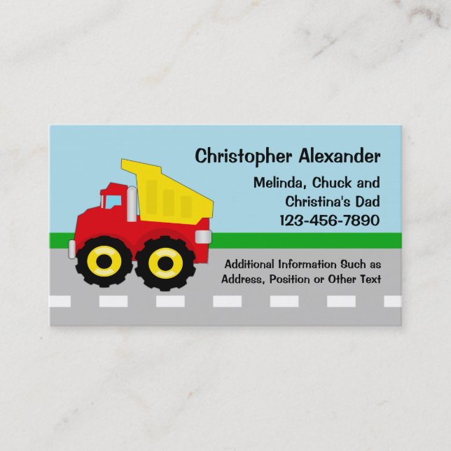 Dump Truck Calling Card (Front)