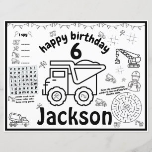 Dump Truck colouring sheet, truck activity sheet