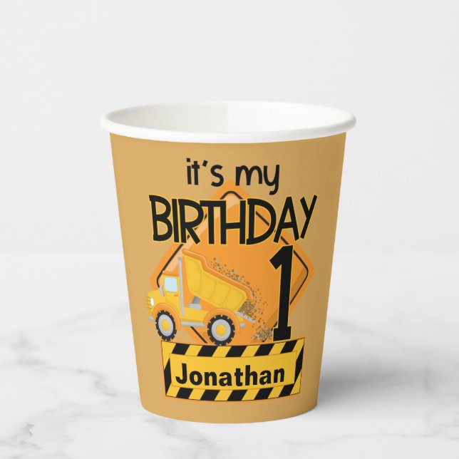 Dump Truck Construction  Birthday Cups (Left)